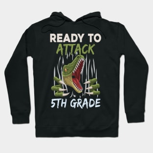 Dinosaur Kids Ready To Attack 5Th Grade Boys Back To School Hoodie